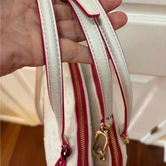 Coach A1482-30116 Madison Madeline Ostrich-Embossed White Leather Pink Trim BNOT - Picture 11 of 16